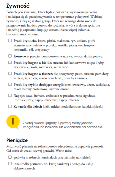 Zrzut ekranowy z radami na temat żywności