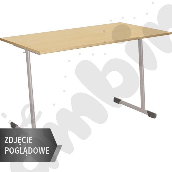 Stół T 130x50 rozm. 3, 2os., stelaż aluminium, blat HPL klon, obrzeże drewniane, narożniki proste