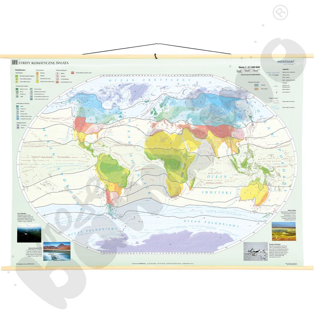 Świat - mapa stref klimatycznych, 160 x 120 cm