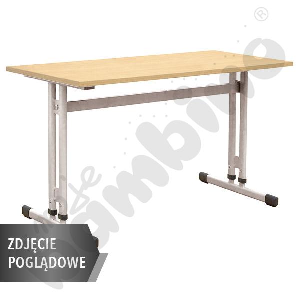 Stół IN-R 130x50 rozm. 3–7, 2os., stelaż aluminium, blat buk, obrzeże ABS, narożniki proste