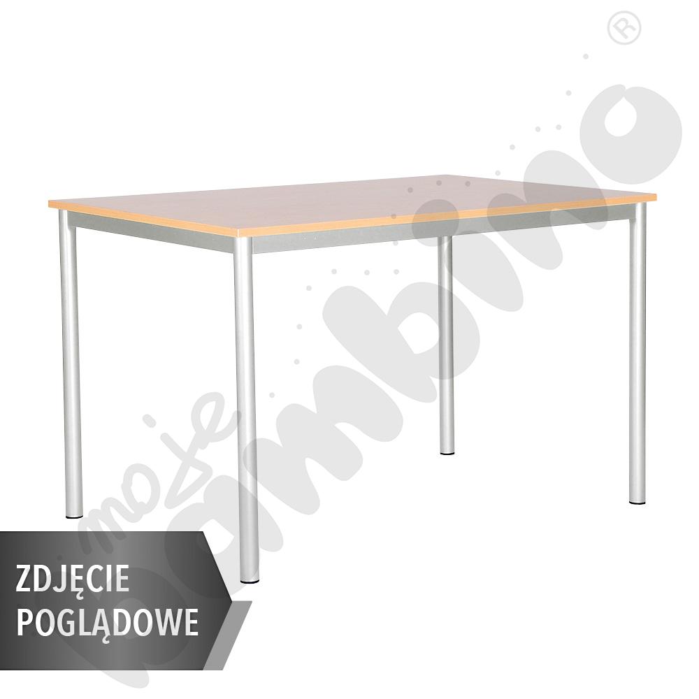 Stół Mila 120x80 rozm. 6, 6os., stelaż aluminium, blat brzoza, obrzeże ABS, narożniki proste