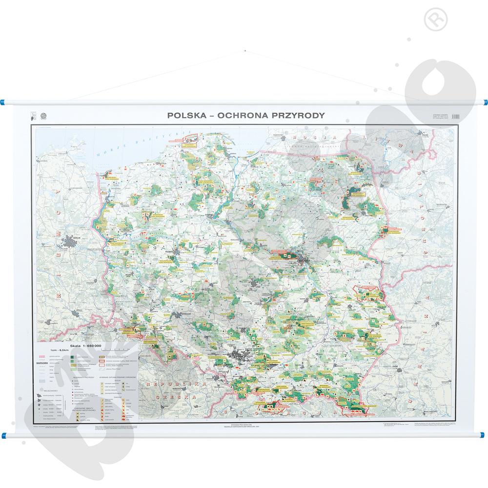 Polska - dwustronna mapa Ochrona przyrody / do ćwiczeń 160 x 120 cm