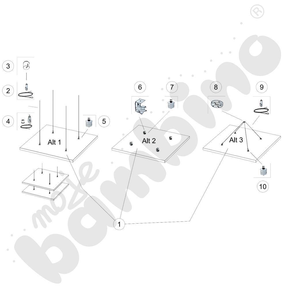 Panele Ecophon Solo Square białe 120 x 120 cm, 4 szt., mocowane na linkach