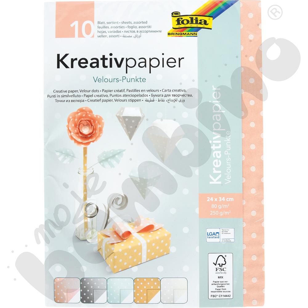 Papier kreatywny w kropki, 10 szt.