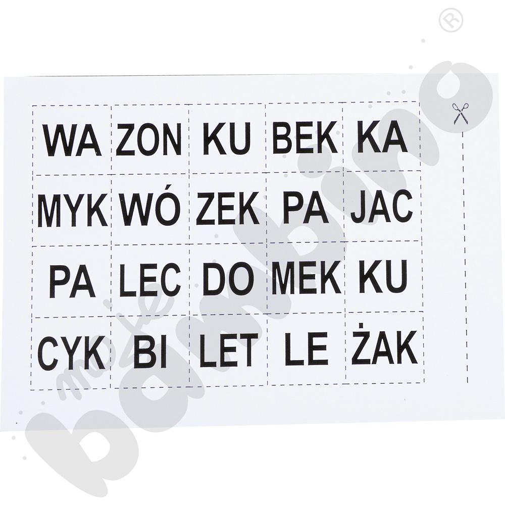 Moje układanki - Zestaw 3 (dwie sylaby: sylaba otwarta i zamknięta obudowana spółgłoskami)