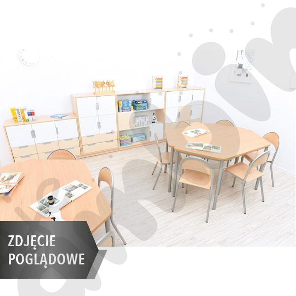 Stół Mila trapezowy 120x70x60x70, HPL - biały, zaokrąglony, rozm. 1