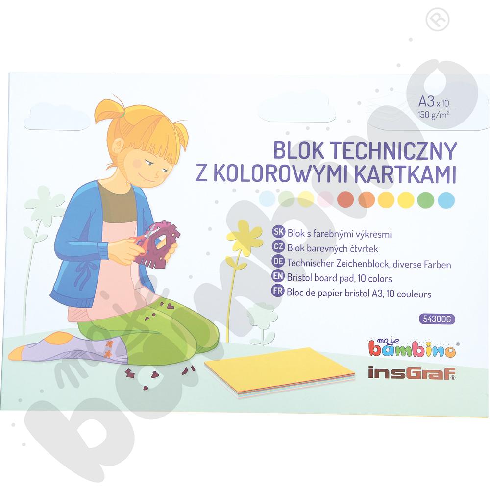 Blok techniczny z kolorowymi kartkami A3