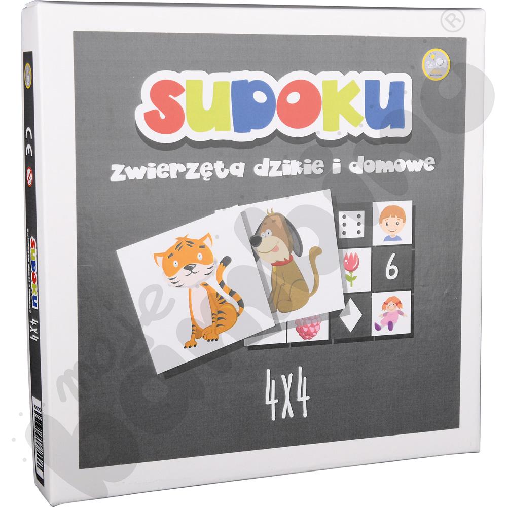 Sudoku dwustronne 4 x 4 - zwierzęta dzikie i domowe