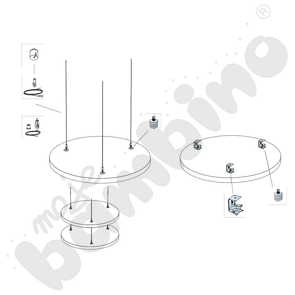 Panele Ecophon Solo Circle białe śr. 120, 4 szt., mocowane na wieszaku