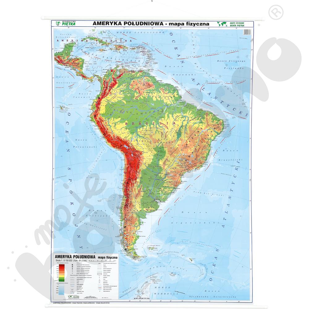 Ameryka Południowa - dwustronna mapa fizyczna/polityczna, 100 x 140 cm