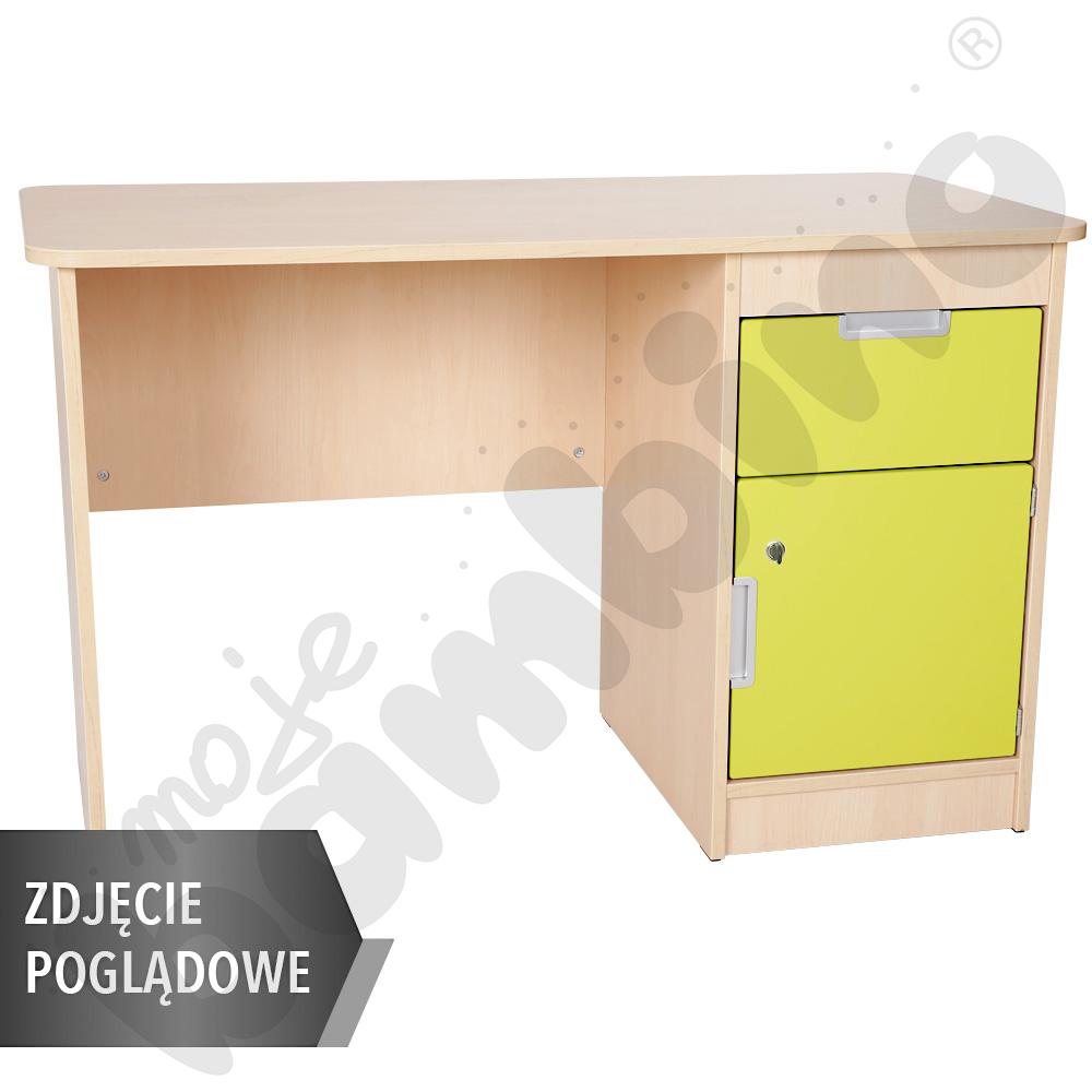 Quadro - biurko z szufladą i szafką 90, cichy domyk  - limonkowe, w białej skrzyni