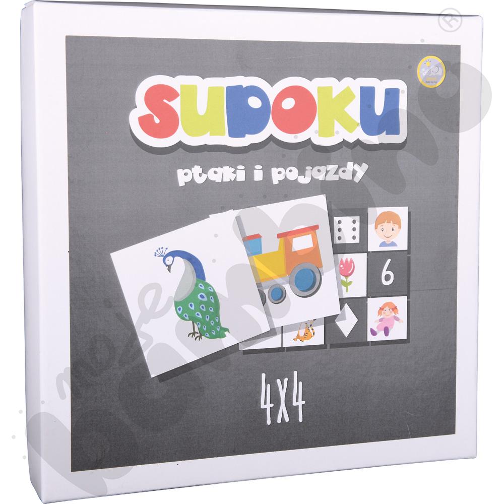 Sudoku dwustronne 4 x 4 - ptaki i pojazdy