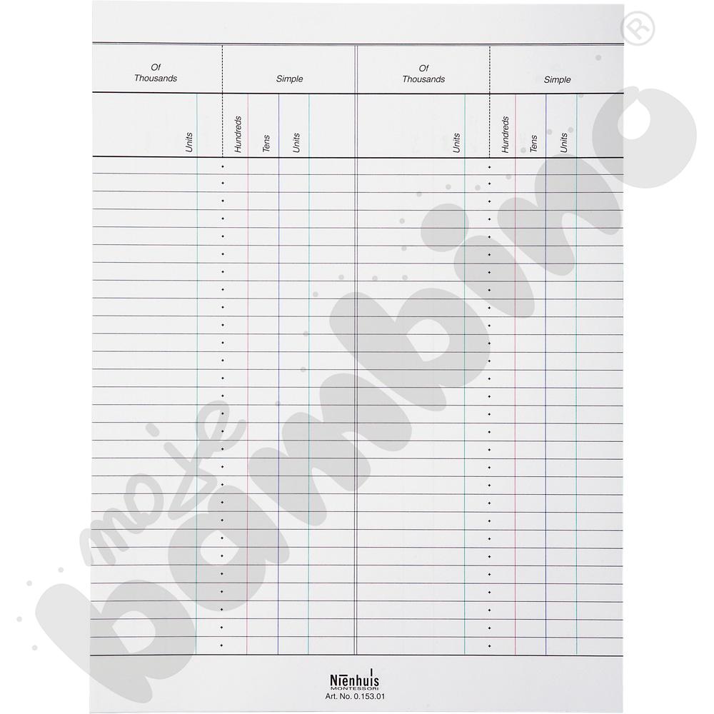 Małe liczydło - papierowe Montessori
