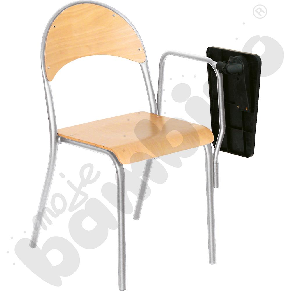 Krzesło P z pulpitem składanym rozm. 6 srebrne lewostronne