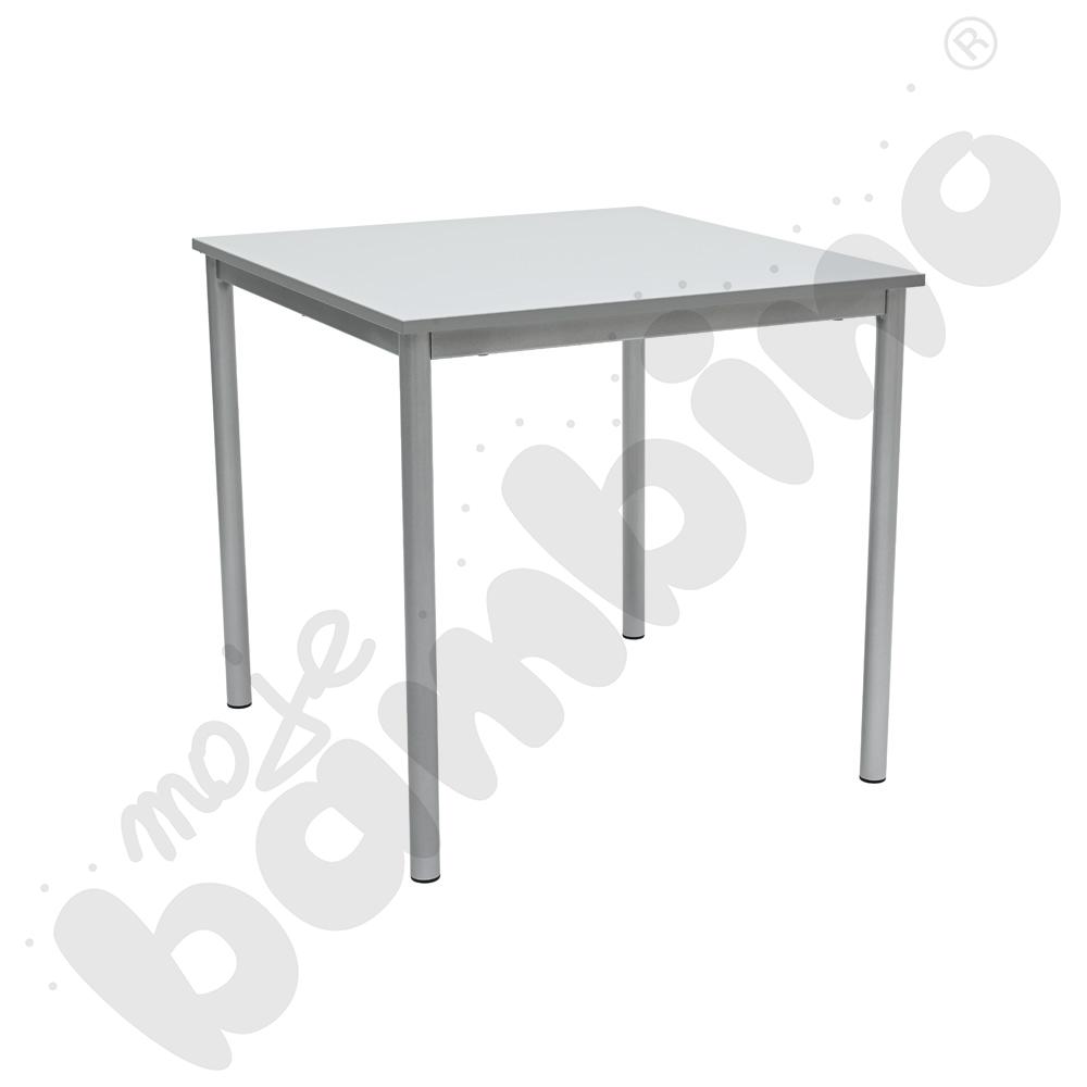 Stół Mila 80x80 rozm. 6, 4-os., stelaż aluminium, blat szary, obrzeże ABS, narożniki proste