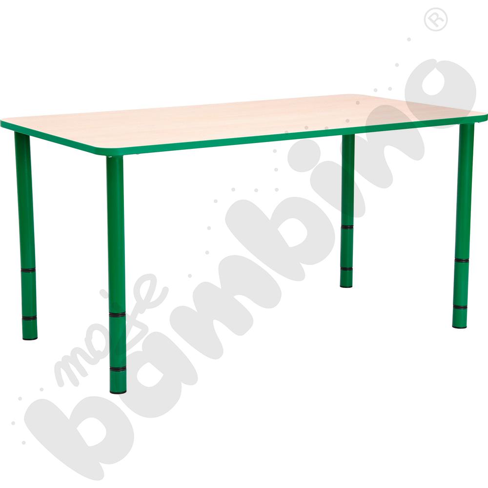 Stół Bambino prostokątny z zielonym obrzeżem z regulowanymi nogami