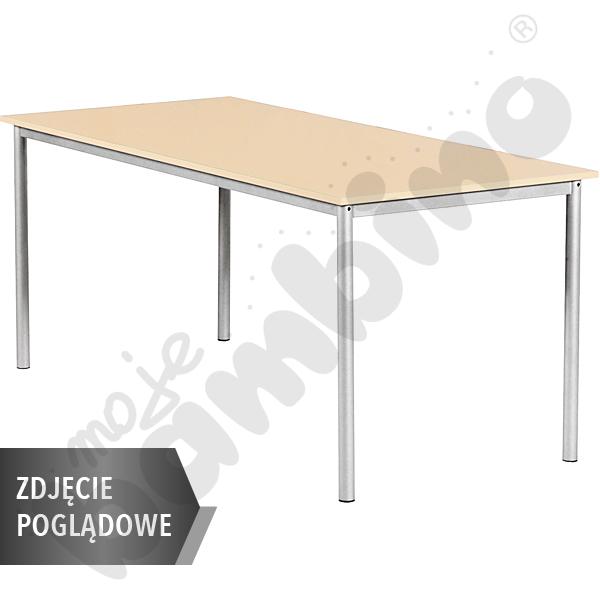 Stół Mila 160x80 rozm. 5, 8os., stelaż niebieski, blat szary, obrzeże ABS, narożniki proste