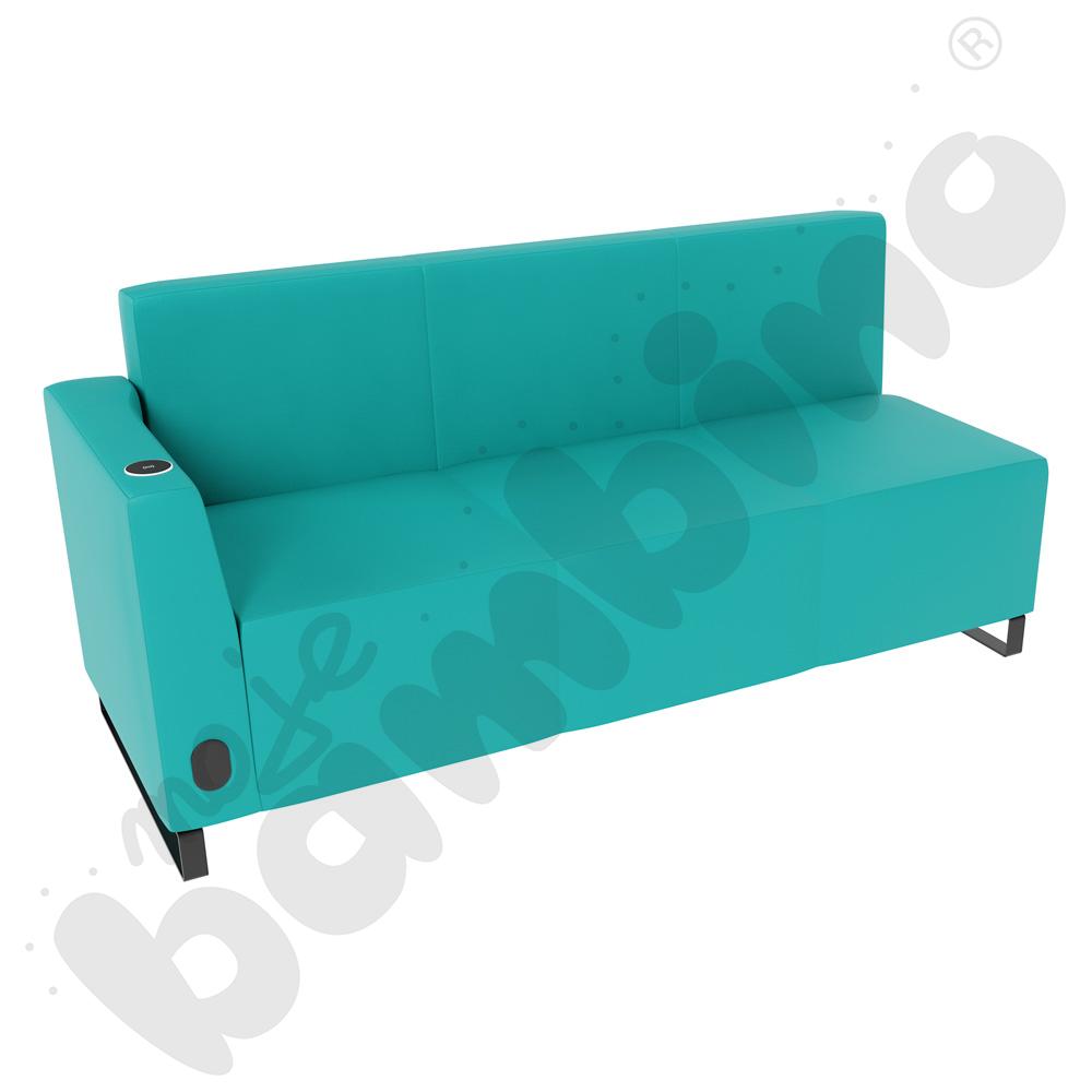 Sofa Universum 3-os. wys. 82 cm, bok niski lewy z gniazdkiem elektrycznym i indukcją, tkanina MT11