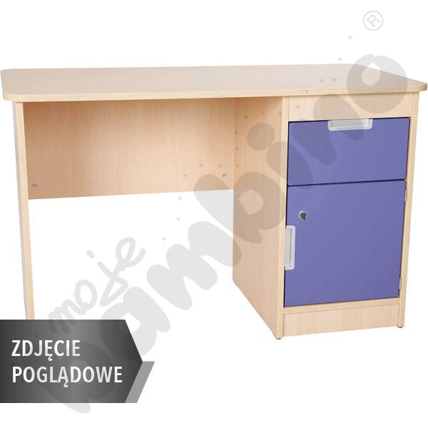 Quadro - biurko z szafką i 1 szufladą  - niebieskie, w białej skrzyni