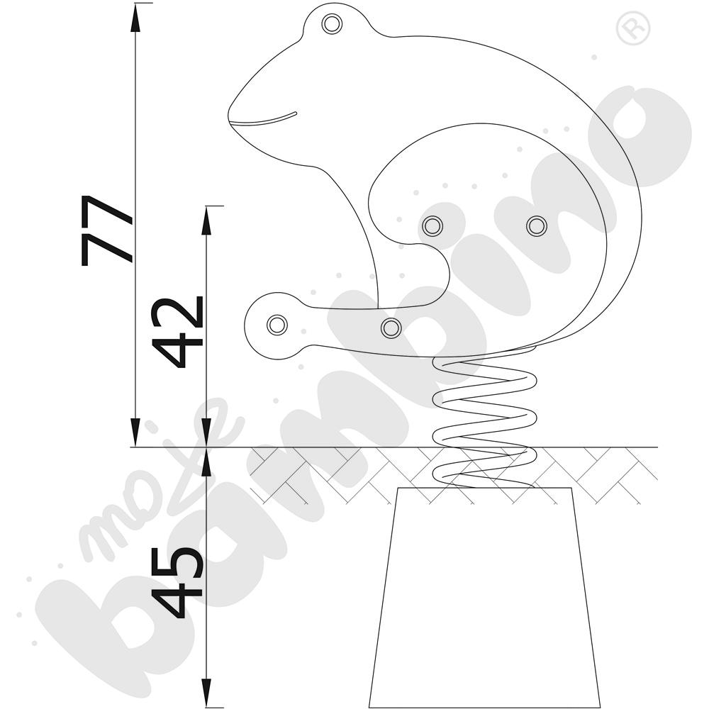 Sprężynowiec Żaba na podstawie metalowej
