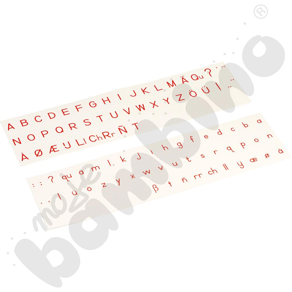 Ruchomy alfabet na tafelkach Montessori - litery drukowane - czerwone