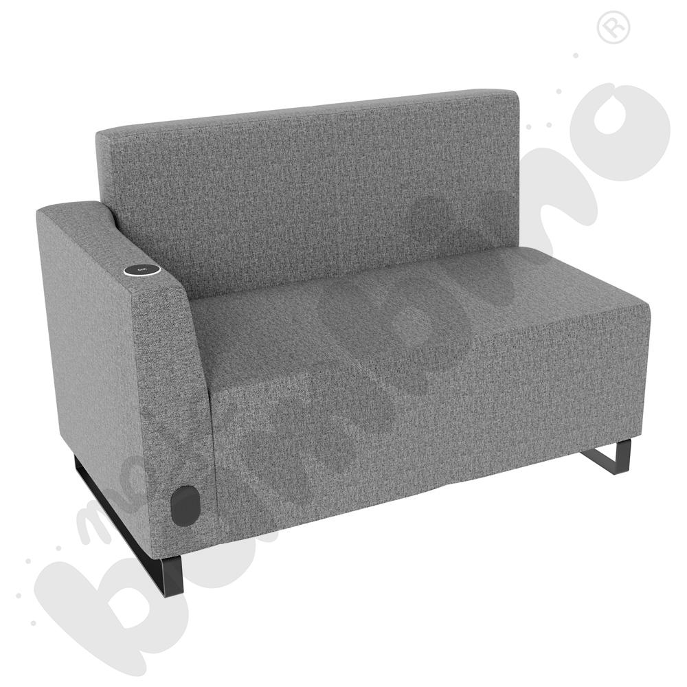 Sofa Universum 2-os. wys. 82 cm, bok niski lewy z gniazdkiem elektrycznym i indukcją, tkanina RO39