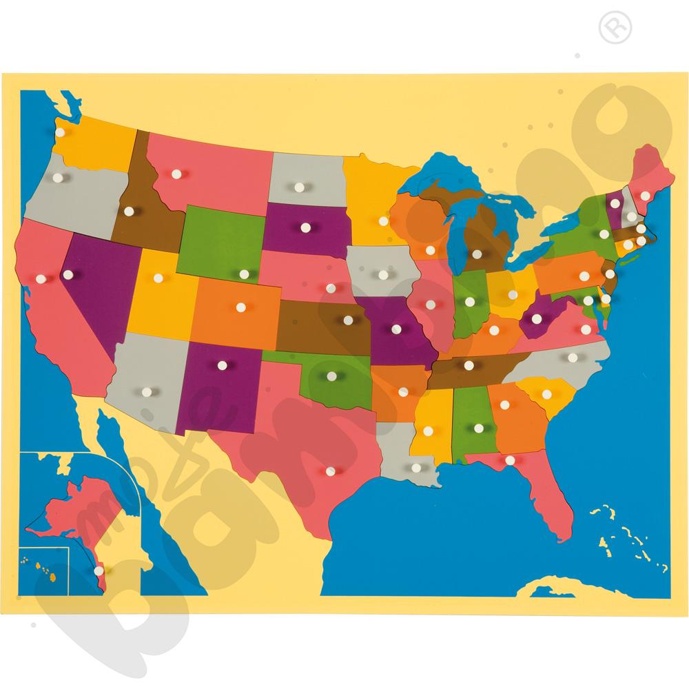 Mapa USA - puzzle Montessori