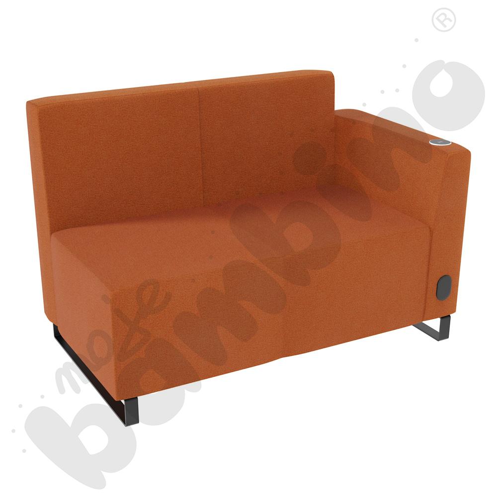 Sofa Universum 2-os. wys. 82 cm, bok niski prawy z gniazdkiem elektrycznym i indukcją, tkanina KG15