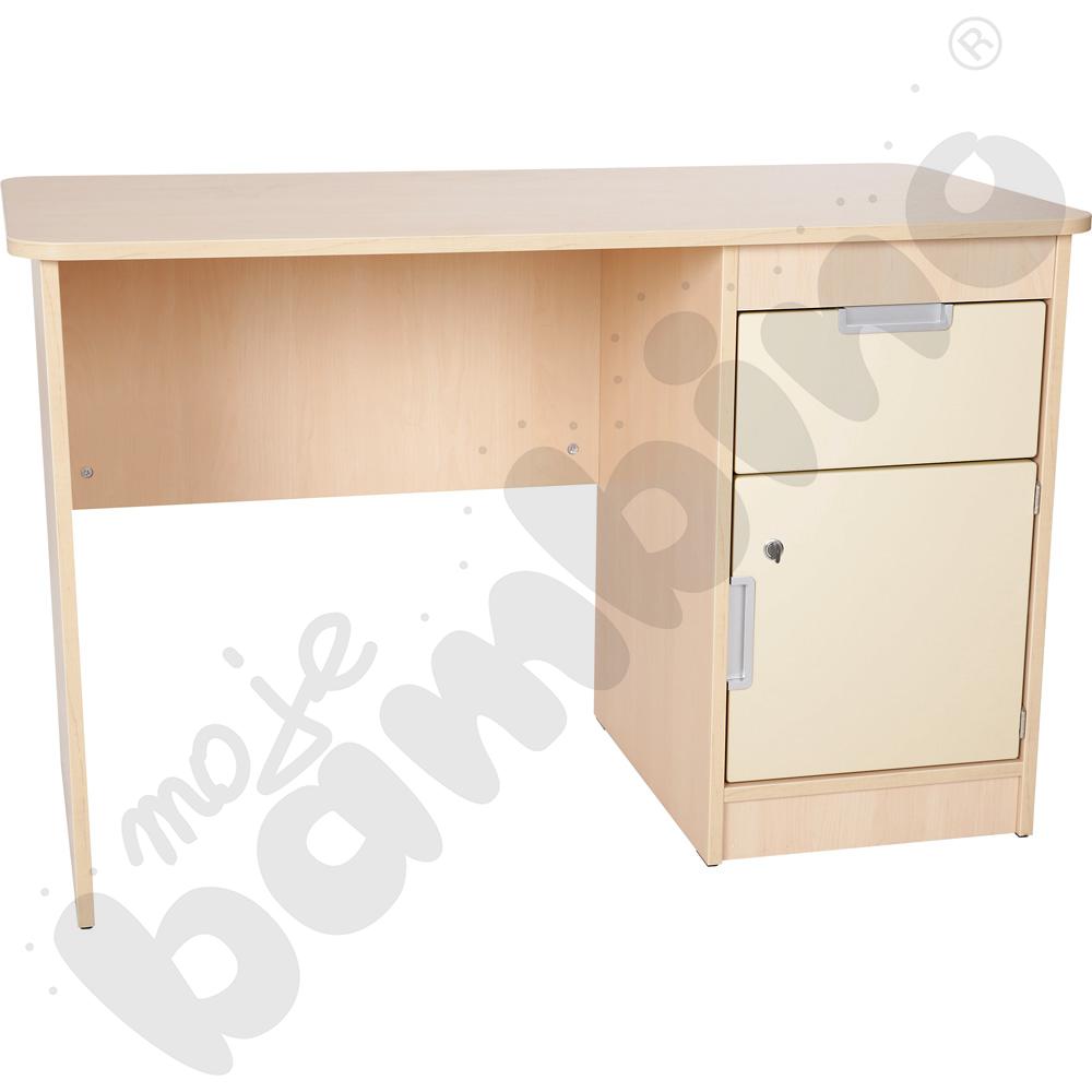 Quadro - biurko z szafką i 1 szufladą  - beżowe, w klonowej skrzyni