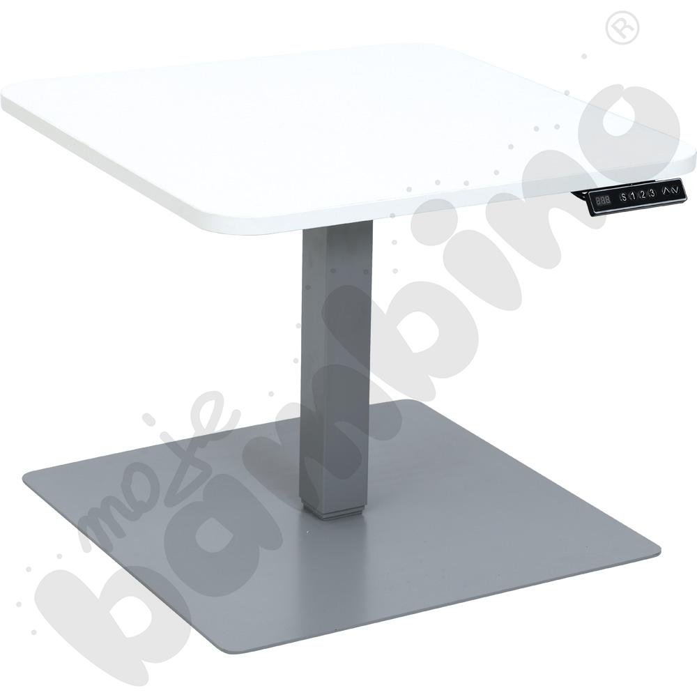 Stolik kwadratowy 70 x 70 cm z elektryczną regulacją wysokości - biały