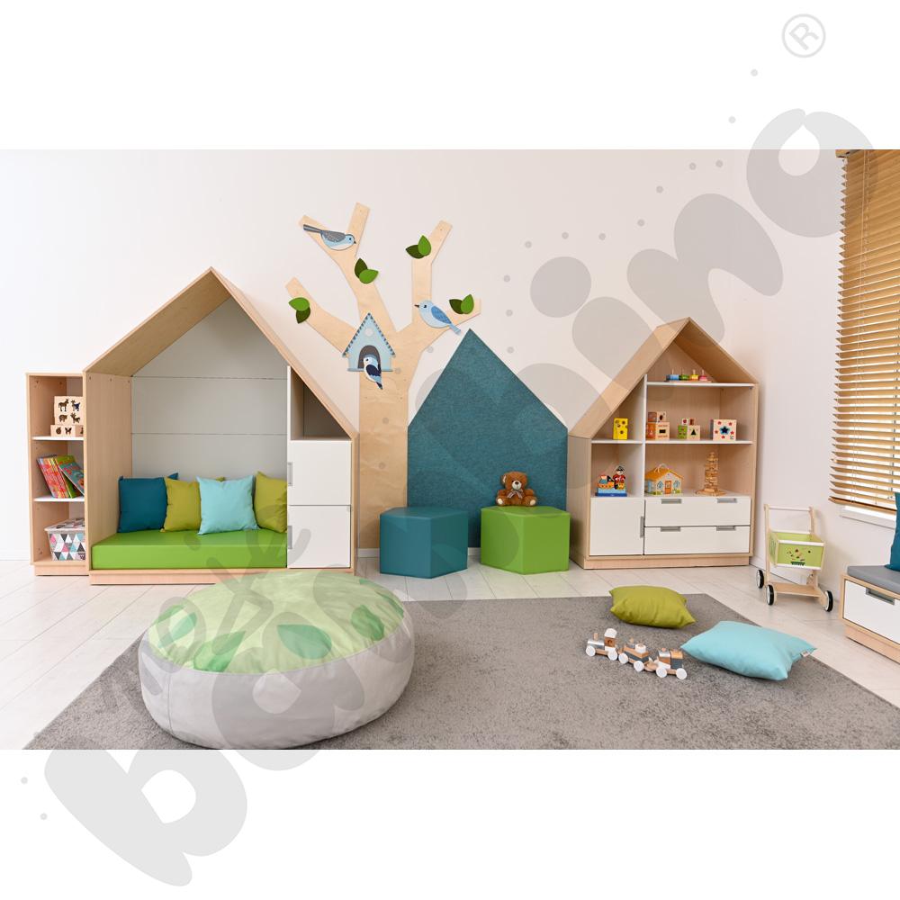 Quadro - szafka-domek z 2 półkami, skrzynia klon jasny,szara