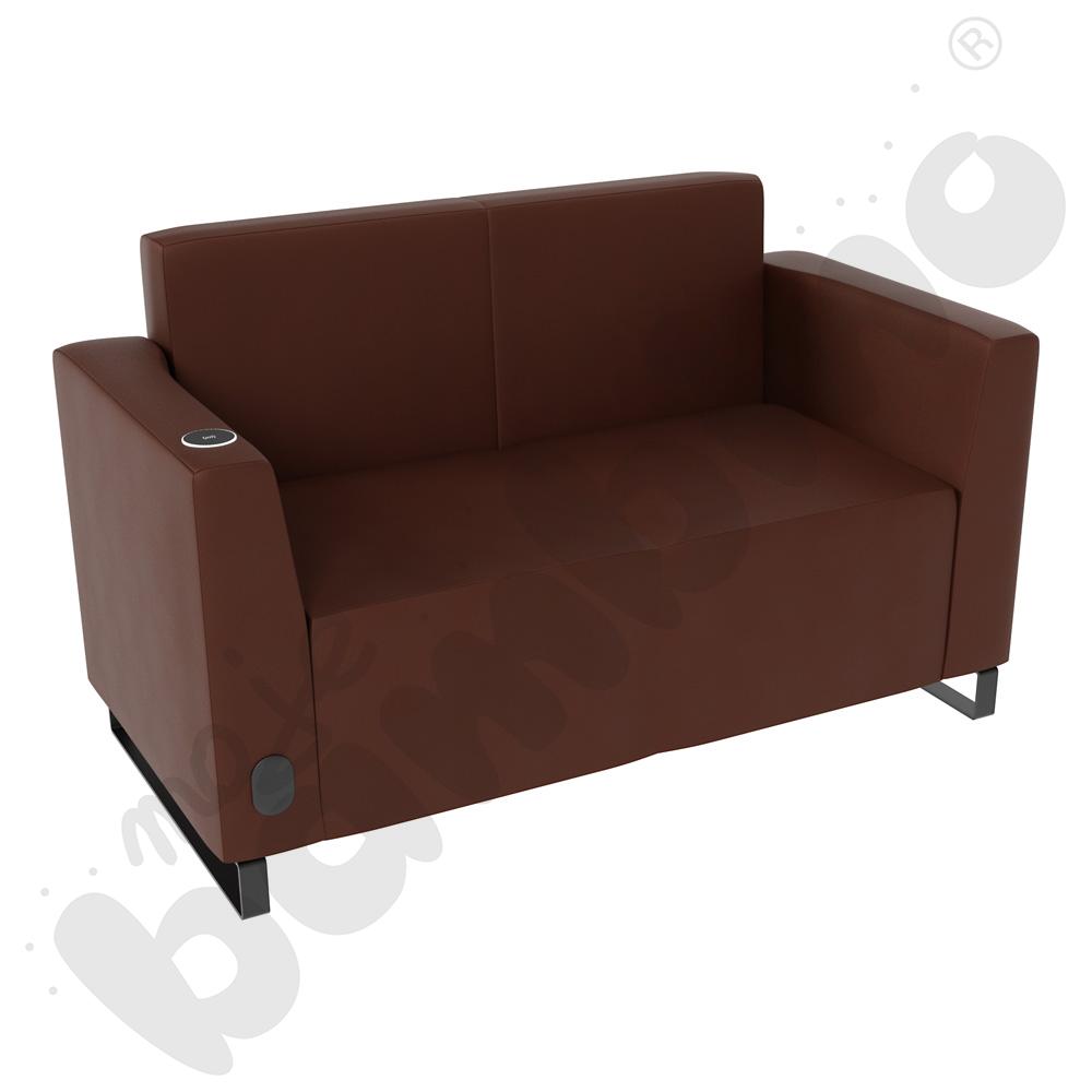 Sofa Universum 2-os. wys. 82 cm, 2 boki niskie, lewy z gniazdkiem elektrycznym i indukcją, tkanina MT03