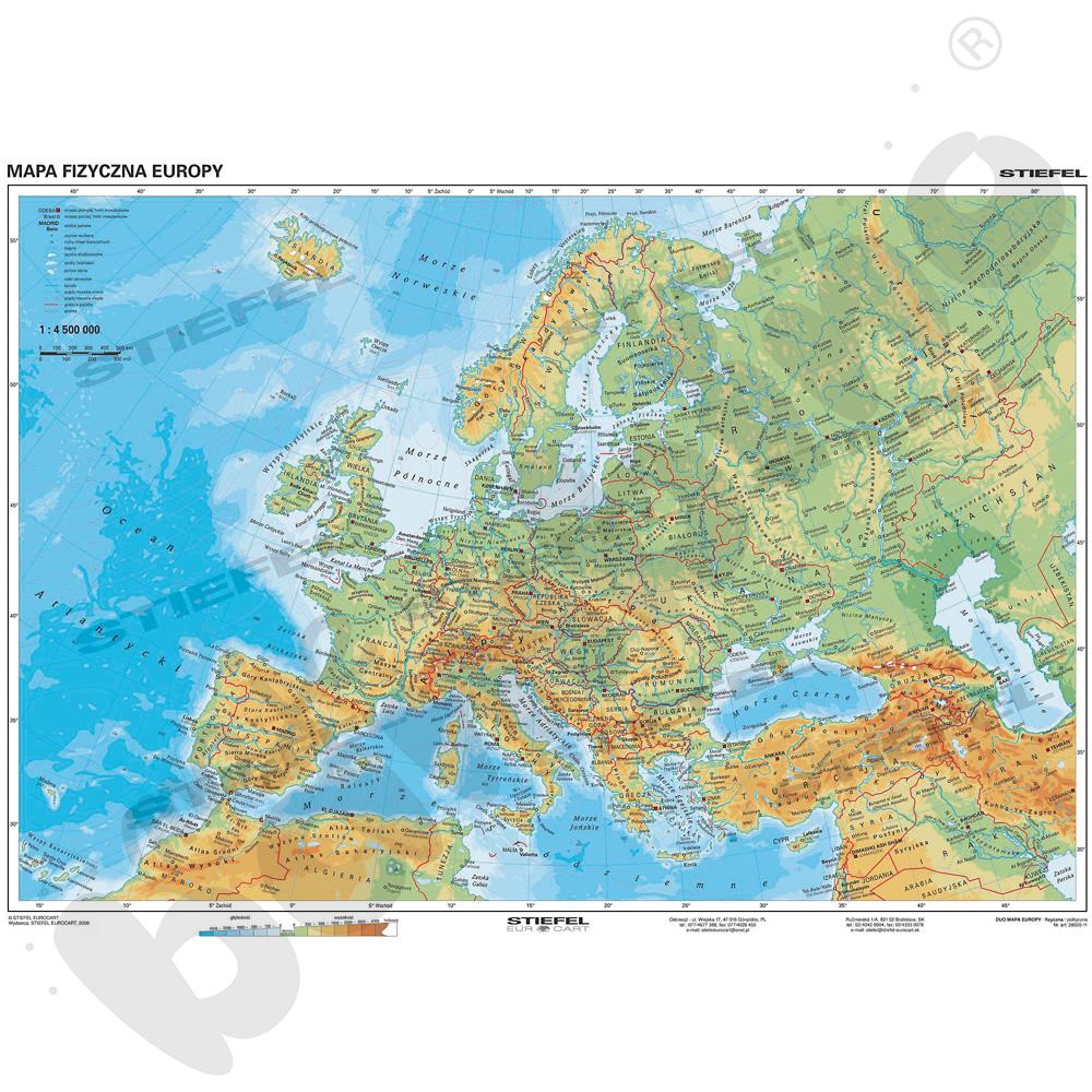 Europa - dwustronna mapa fizyczna/polityczna 160 x 120 cm