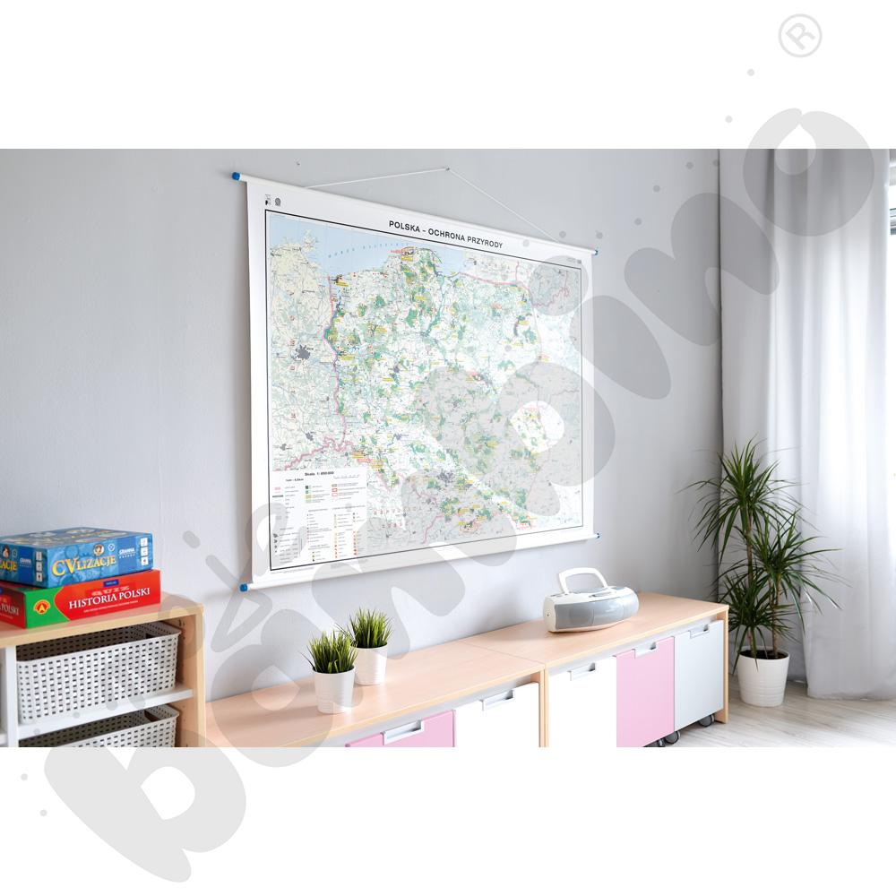 Polska - dwustronna mapa Ochrona przyrody / do ćwiczeń 160 x 120 cm