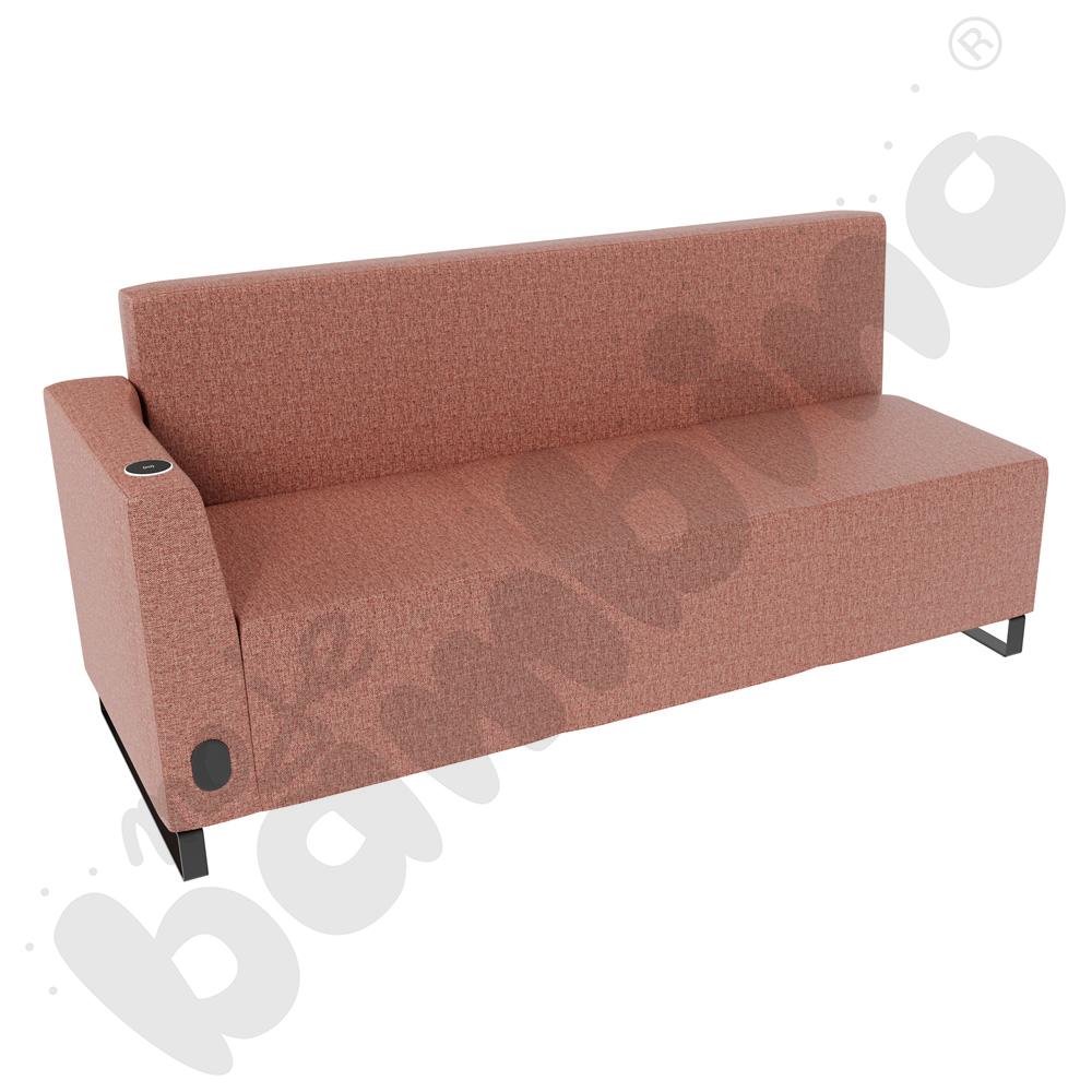 Sofa Universum 3-os. wys. 82 cm, bok niski lewy z gniazdkiem elektrycznym i indukcją, tkanina RO11