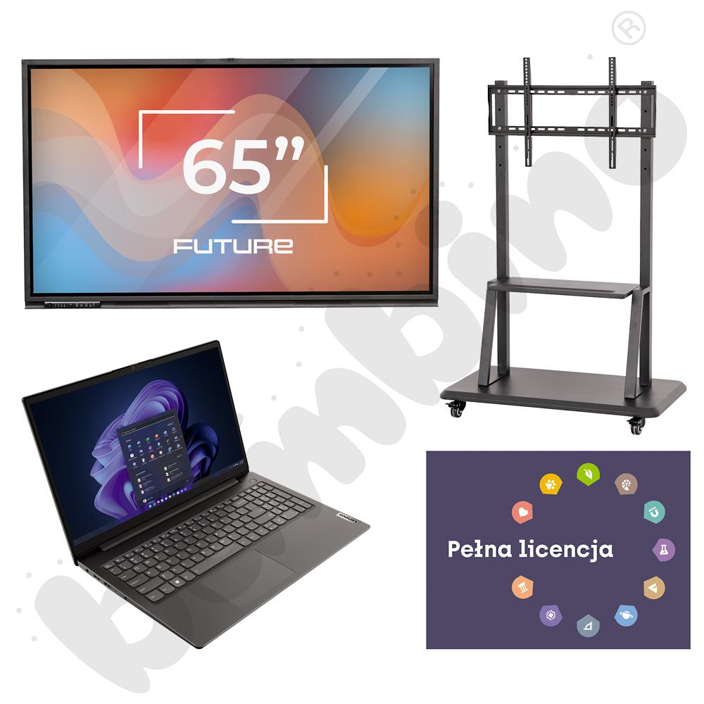 Monitor interaktywny insGraf DIGITAL FUTURE 65 z podstawa mobilną i laptopem + aplikacja Corinth
