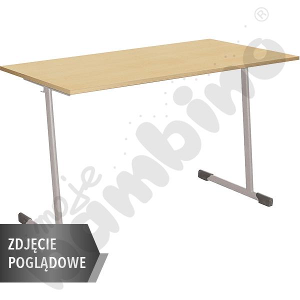 Stół T 130x50 rozm. 5-6, 2os., stelaż aluminium, blat biały, obrzeże ABS, narożniki proste