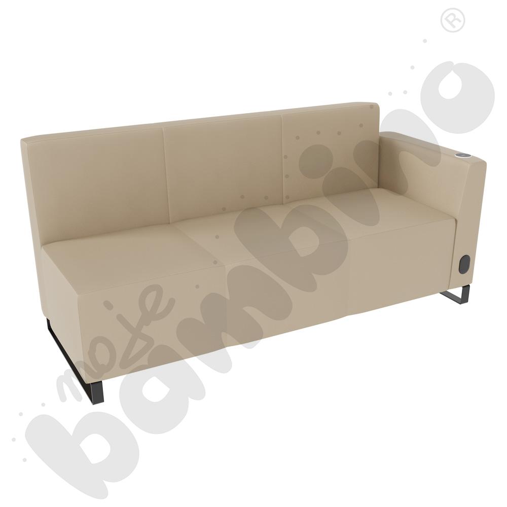 Sofa Universum 3-os. wys. 82 cm, bok niski prawy z gniazdkiem elektrycznym i indukcją, tkanina MT05