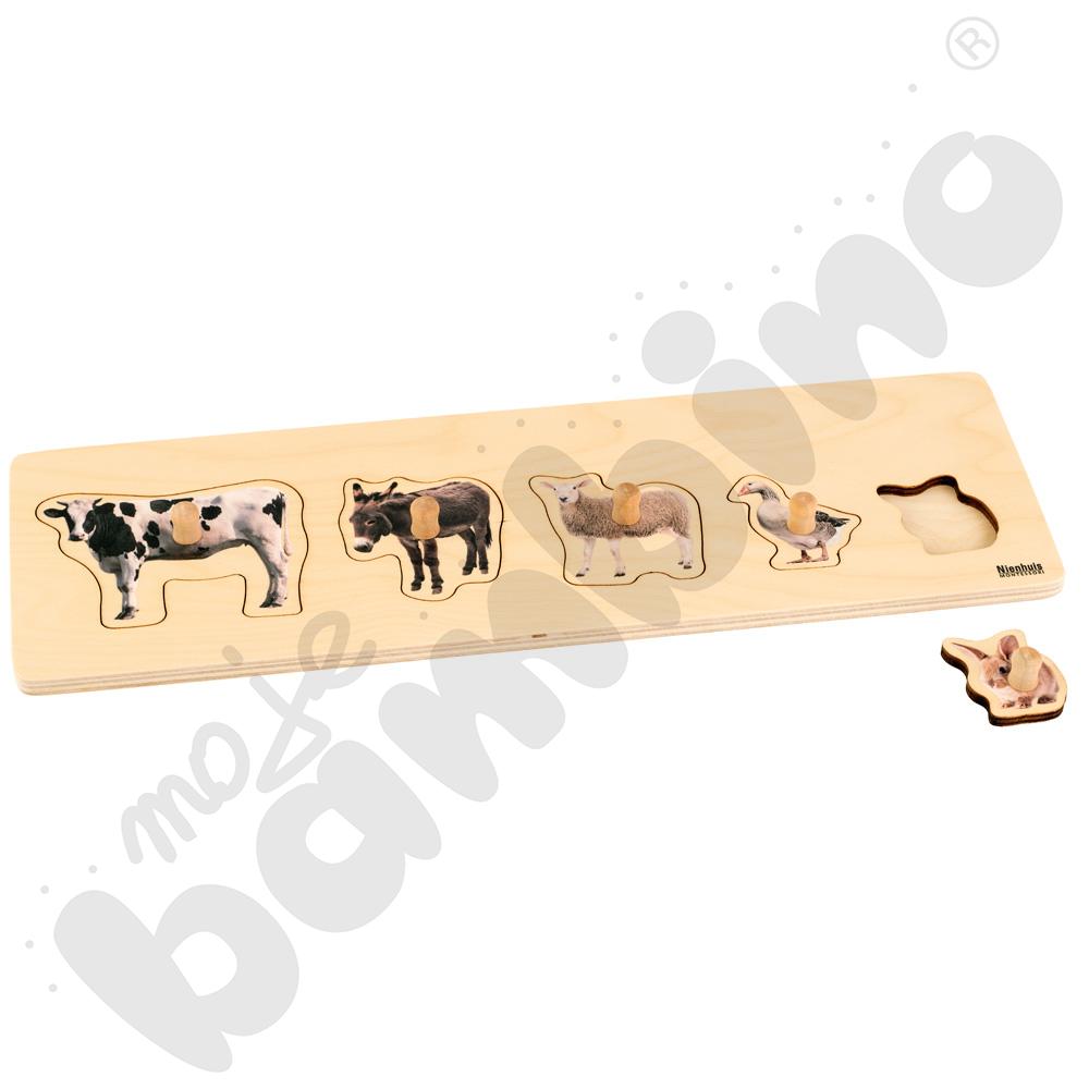 Puzzle dla malucha Montessori - 5 zwierząt hodowlanych