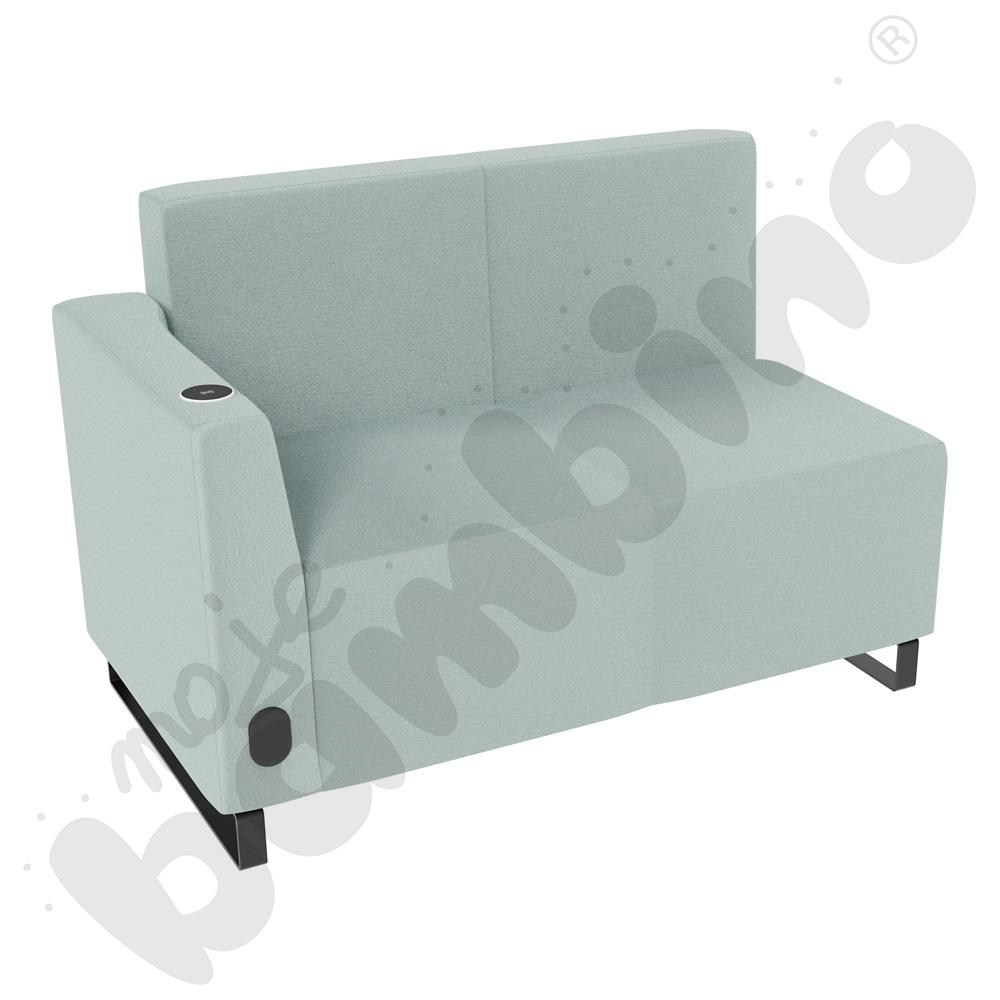 Sofa Universum 2-os. wys. 82 cm, bok niski lewy z gniazdkiem elektrycznym i indukcją, tkanina KG02