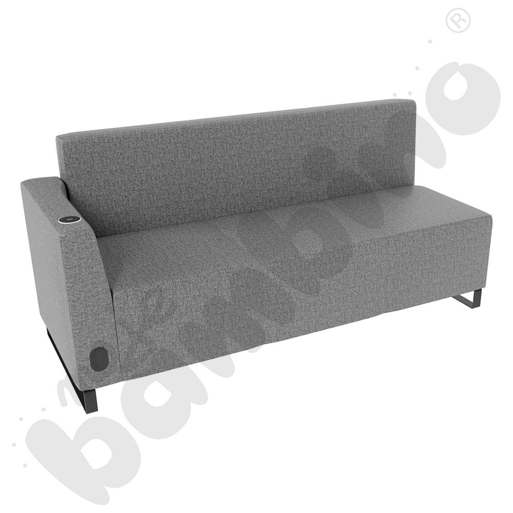 Sofa Universum 3-os. wys. 82 cm, bok niski lewy z gniazdkiem elektrycznym i indukcją, tkanina RO39