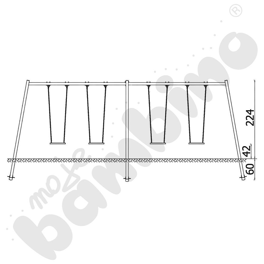 Huśtawka poczwórna Urbi, słupy metalowe A/ bez zawiesi