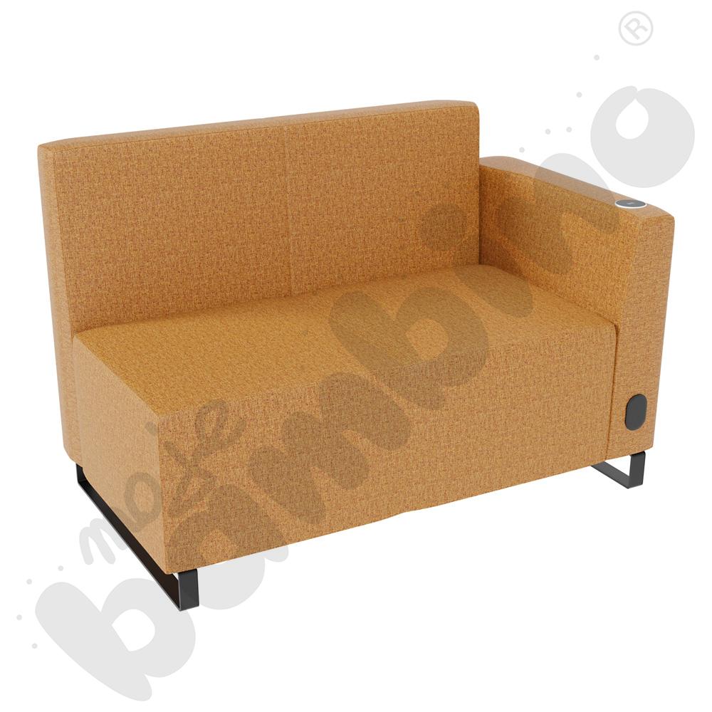 Sofa Universum 2-os. wys. 82 cm, bok niski prawy z gniazdkiem elektrycznym i indukcją, tkanina RO07