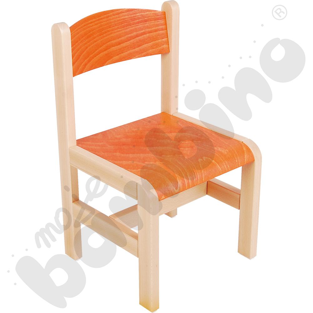 Krzesło drewniane pomarańczowe ze stopką filcową rozm. 3
