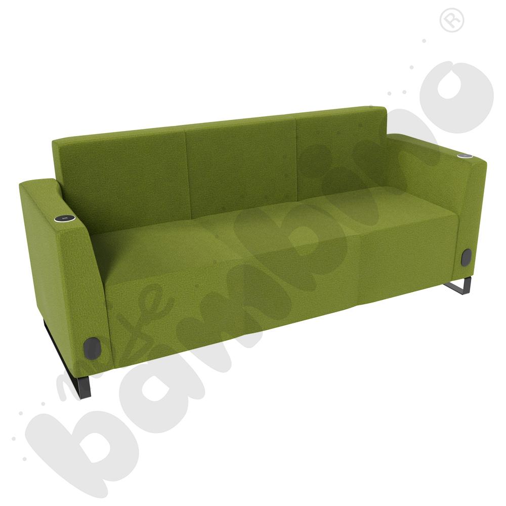 Sofa Universum 3-os. wys. 82 cm, 2 boki niskie, oba z gniazdkiem elektrycznym i indukcją, tkanina KG12