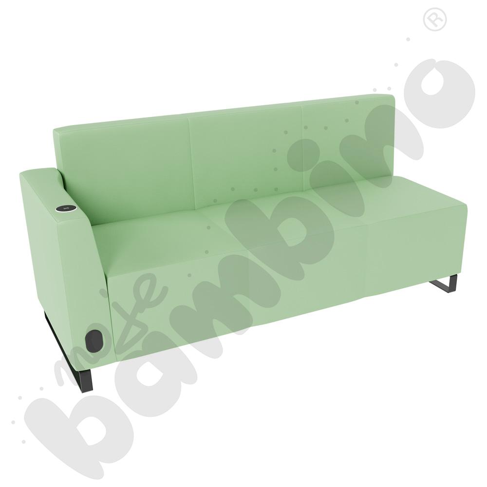 Sofa Universum 3-os. wys. 82 cm, bok niski lewy z gniazdkiem elektrycznym i indukcją, tkanina MT15