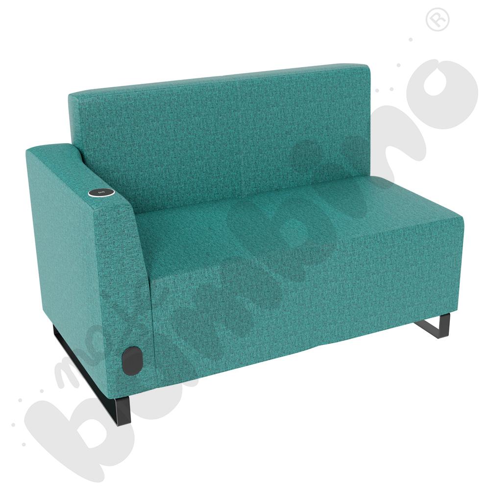 Sofa Universum 2-os. wys. 82 cm, bok niski lewy z gniazdkiem elektrycznym i indukcją, tkanina RO19