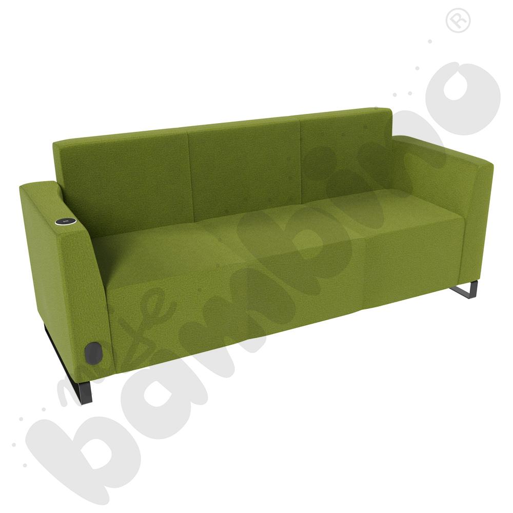 Sofa Universum 3-os. wys. 82 cm, 2 boki niskie, lewy z gniazdkiem elektrycznym i indukcją, tkanina KG12