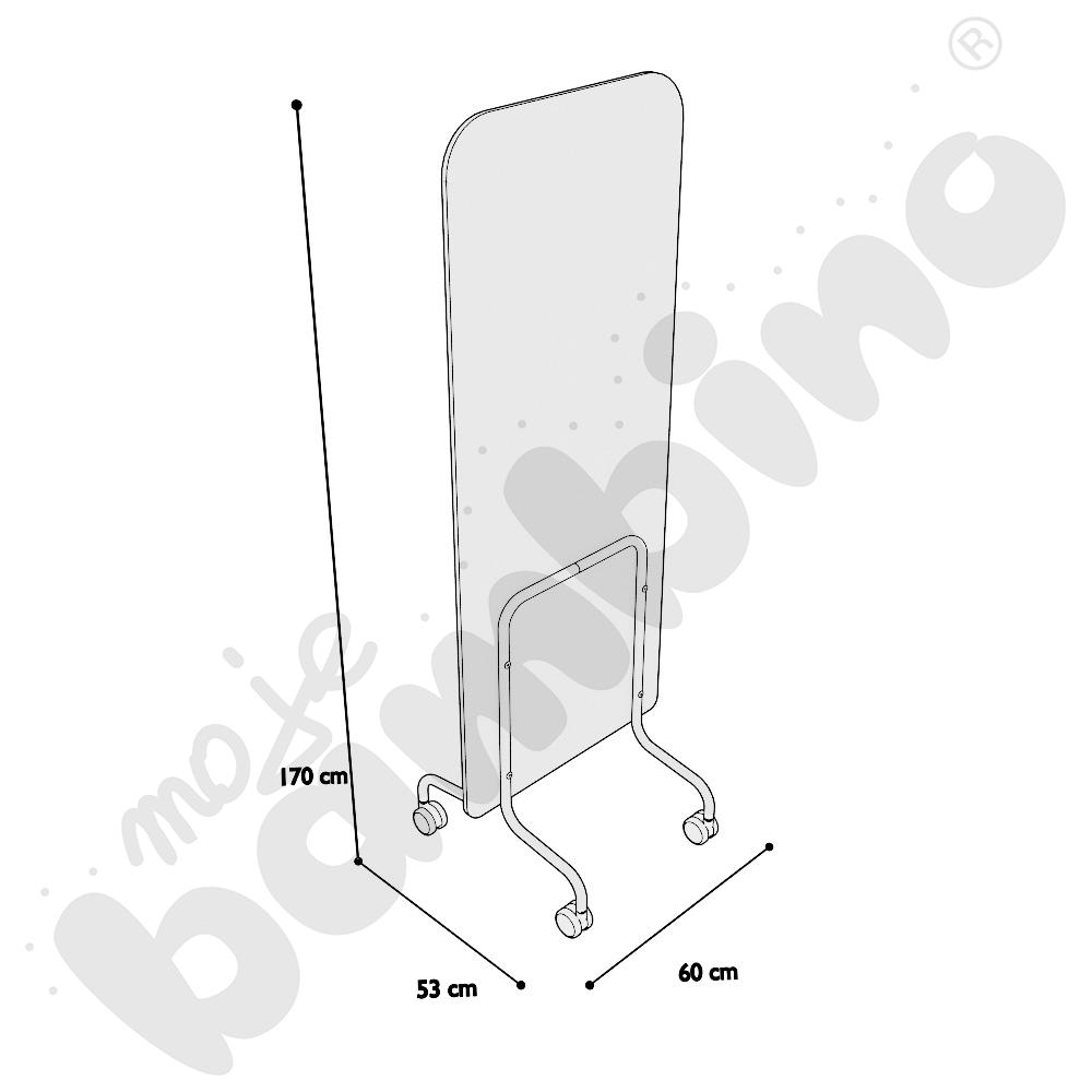 Parawan Versa 60x170 cm z kółkami na miękką powierzchnię, stelaż turkusowy, tkanina RO22
