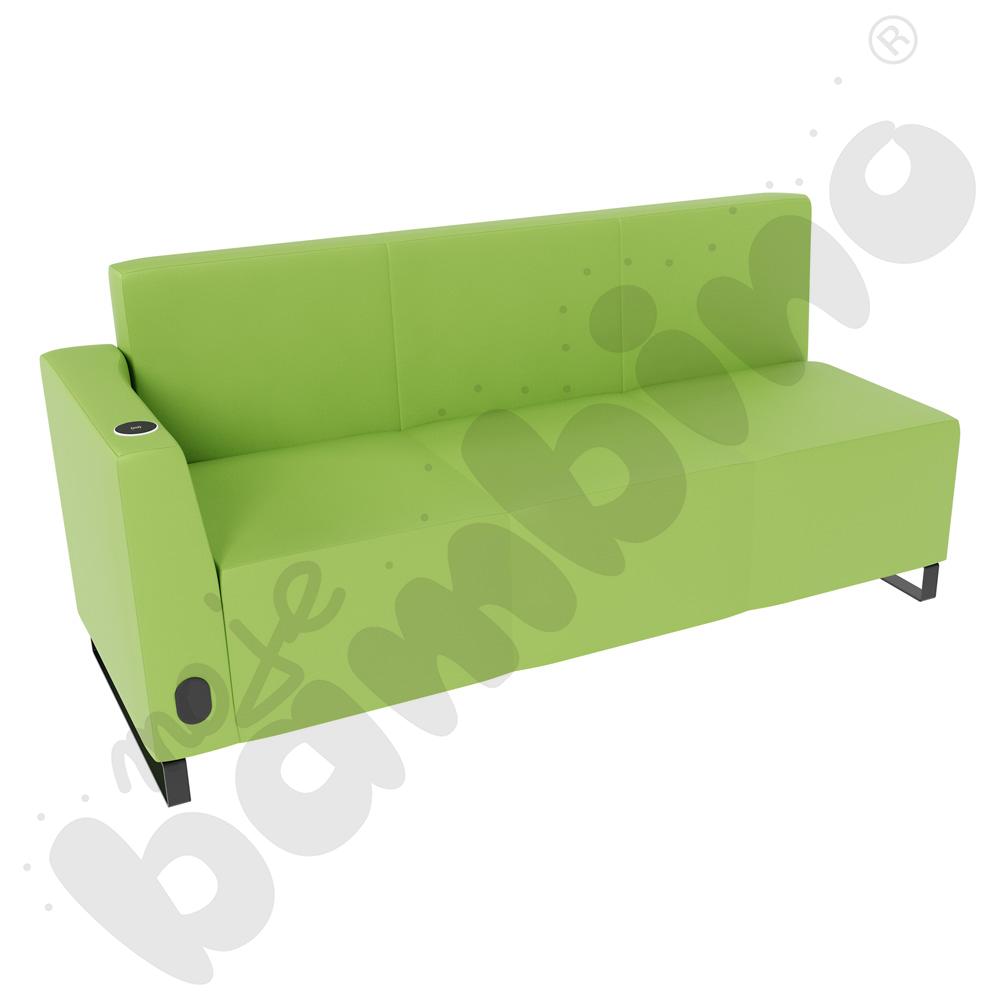 Sofa Universum 3-os. wys. 82 cm, bok niski lewy z gniazdkiem elektrycznym i indukcją, tkanina MT14